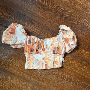 & Other Stories Multicolor Puff Sleeve Blouse